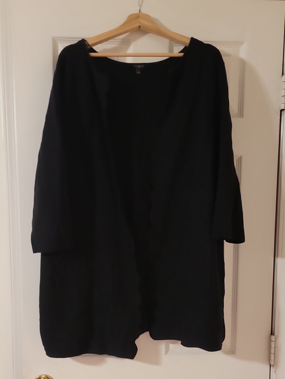 Talbots Black Open-Front Women's Cardigan With Scalloped Edges